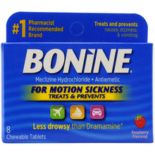Cargar imagen en el visor de la galería, Bonine® Motion Sickness Raspberry Chewable Tablets 8ct.