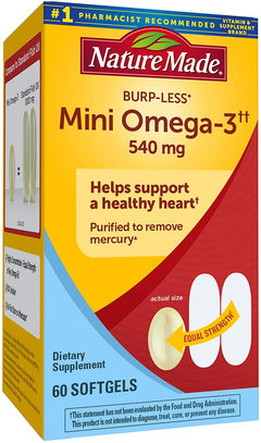 Nature Made® Burp-Less Mini Omega-3 Softgels 60ct.