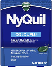 Cargar imagen en el visor de la galería, Vicks® NyQuil® Cold & Flu Nighttime Relief LiquiCaps 24ct.