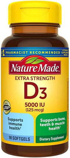 Nature Made® Extra Strength Vitamin D3 5000IU Softgels 90ct.