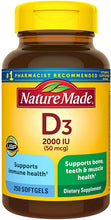 Load image into Gallery viewer, Nature Made® Vitamin D3 50 mcg (2000 IU) Softgels