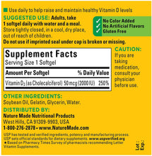 Load image into Gallery viewer, Nature Made® Vitamin D3 50 mcg (2000 IU) Softgels