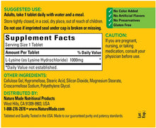 Load image into Gallery viewer, Nature Made® L-Lysine 1000mg Tablets 60ct.