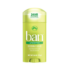 Cargar imagen en el visor de la galería, Ban® Unscented Invisible Solid Deodorant & Antiperspirant Stick 2.6oz.