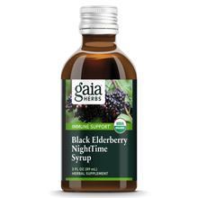 Cargar imagen en el visor de la galería, Gaia® Herbs Black Elderberry NightTime Syrup 3fl. oz.