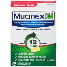 Load image into Gallery viewer, Mucinex® DM Maximum Strength Expectorant &amp; Cough Suppressant Tablets 14ct.