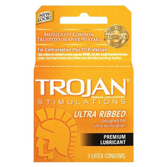 Trojan® Stimulations Ultra Ribbed Premium Lubricant Condoms 3ct
