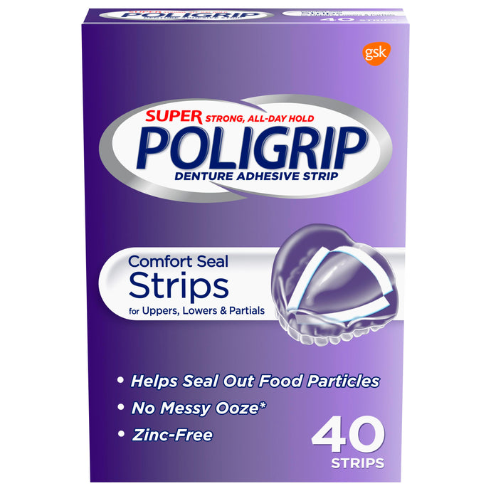 Super Poligrip® Comfort Seal Denture and Partials Adhesive Strips 40ct.