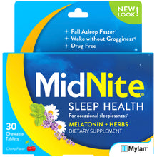 Cargar imagen en el visor de la galería, MidNite® Drug-Free Sleep Aid Cherry Chewable Tablets 30ct.