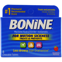 Load image into Gallery viewer, Bonine® Motion Sickness Raspberry Chewable Tablets 8ct.