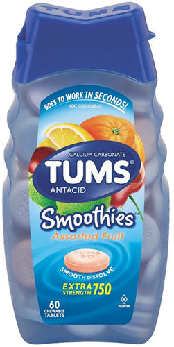 TUMS® Smoothies Antacid Assorted Fruit Chewable Tablets 60ct.