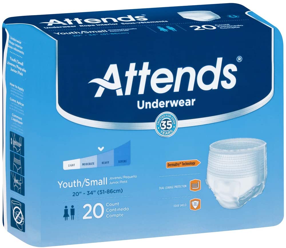 Attends Underwear Extra Absorbency Youth/Small 20ct. - Sona Shop