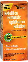 Akorn Ketotifen Fumarate Ophthalmic Solution Eye Drops 5ml.