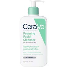 Cargar imagen en el visor de la galería, CeraVe® Foaming Facial Cleanser For Normal to Oily Skin 12fl. oz.