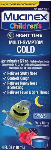 Mucinex® Nighttime Multi-Symptom Cold Berry Flavored Liquid 4fl. oz.