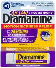 Cargar imagen en el visor de la galería, Dramamine® All Day Less Drowsy Motion Sickness Relief Tablets 8ct.