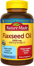 Cargar imagen en el visor de la galería, Nature Made® Flaxseed Oil Omega-3 1000 mg/500 mg Softgels 100ct.