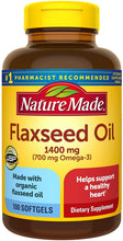 Load image into Gallery viewer, Nature Made® Flaxseed Oil Omega-3 1400 mg/700 mg Softgels 100ct.