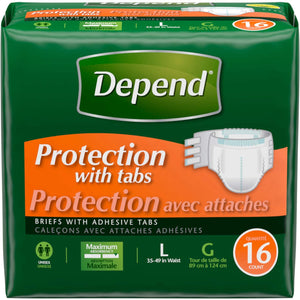 Depend® Protection Maximum Absorbency Briefs with Adhesive Tabs Large 16ct.
