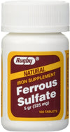 Rugby® Natural Ferrous Sulfate Iron Supplement 325mg Tablets 100ct.