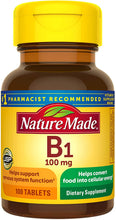 Load image into Gallery viewer, Nature Made® Vitamin B1 Tablets 100ct.