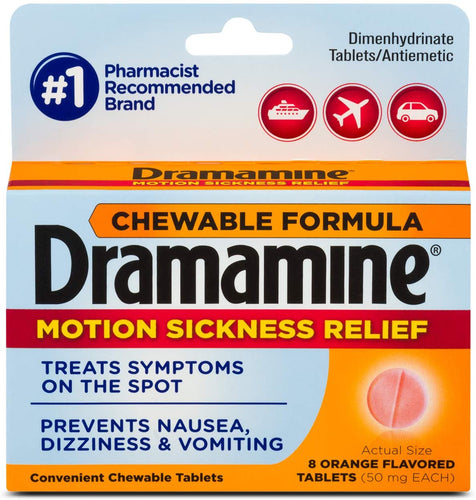 Dramamine® Motion Sickness Relief Orange Flavor Chewable Tablets 8ct.