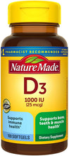 Cargar imagen en el visor de la galería, Nature Made® Vitamin D3 25mcg Tablets 100ct.