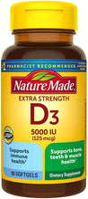 Load image into Gallery viewer, Nature Made® Extra Strength Vitamin D3 5000IU Softgels 90ct.