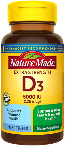 Nature Made® Extra Strength Vitamin D3 5000IU Softgels 90ct.