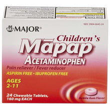 Load image into Gallery viewer, Major® Mapap Children&#39;s Bubble Gum Flavored Chewables 160mg, 24ct