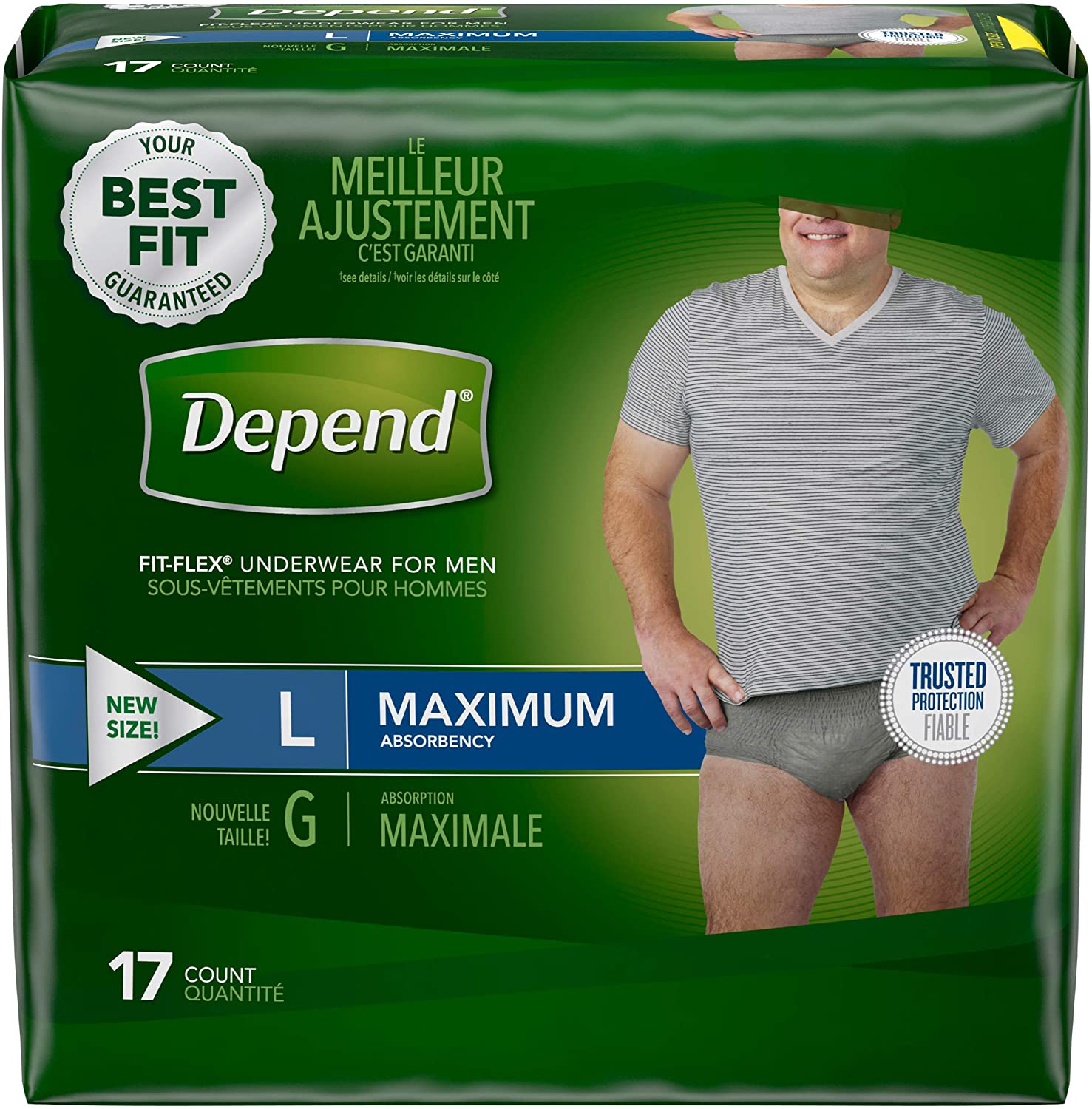  Prevail Mens Protective Daily Underwear, Size 2X-Large, Maximum Absorbency