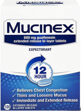 Cargar imagen en el visor de la galería, Mucinex® 600mg Guaifenesin Mucus and Chest Congestion Expectorant