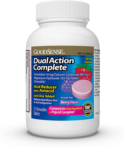 GoodSense® Dual Action Complete Acid Reducer + Antacid Berry Chewable Tablets 25ct.