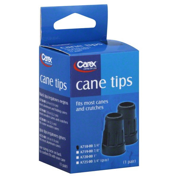 Carex™ Black Cane Tips 3/4in - 2ct.