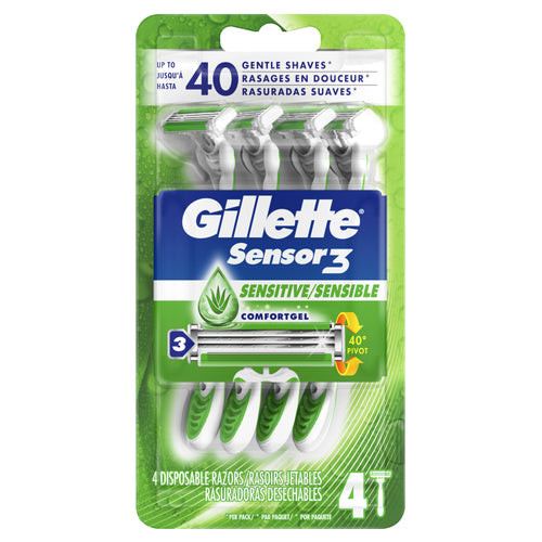 Gillette® Sensor3 Comfortgel Disposable Razors For Sensitive Skin 4ct.