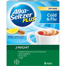Cargar imagen en el visor de la galería, Alka-Seltzer Plus Cold &amp; Flu Nighttime Honey Lemon Zest Packets
