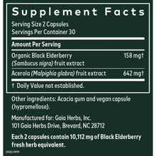 Cargar imagen en el visor de la galería, Gaia® Herbs Black Elderberry Capsules 60ct.