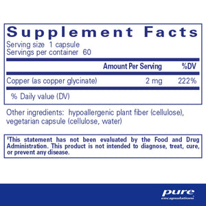 Pure Encapsulations® Copper (glycinate) 2mg 60ct.