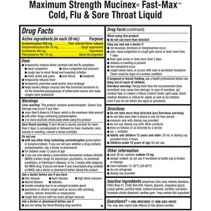 Mucinex® Fast-Max Cold, Flu and Sore Throat Relief Syrup