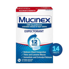 Load image into Gallery viewer, Mucinex® Maximum Strength 1200mg Guaifenesin Bi-Layer Tablets 14ct.