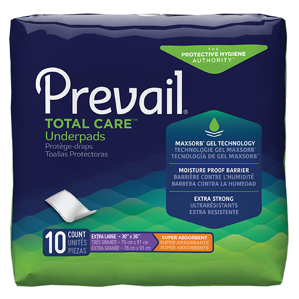 Prevail® Total Care™ Underpads Super Absorbent Extra Large 10ct.