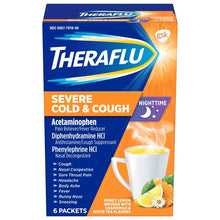 Load image into Gallery viewer, Theraflu Severe Cold &amp; Cough Nighttime Honey Lemon Packets