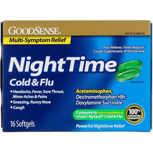 GoodSense® Nighttime Cold & Flu Multi-Symptom Relief Softgels