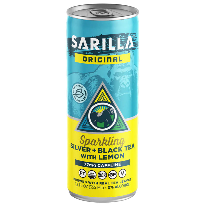 Sarilla Original Sparkling Silver + Black Tea with Lemon (formerly Silverback Carbonated Tea® Classic Silver Can)