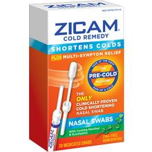 Load image into Gallery viewer, Zicam® Cold Remedy Cold Shortening Nasal Swabs 20ct.