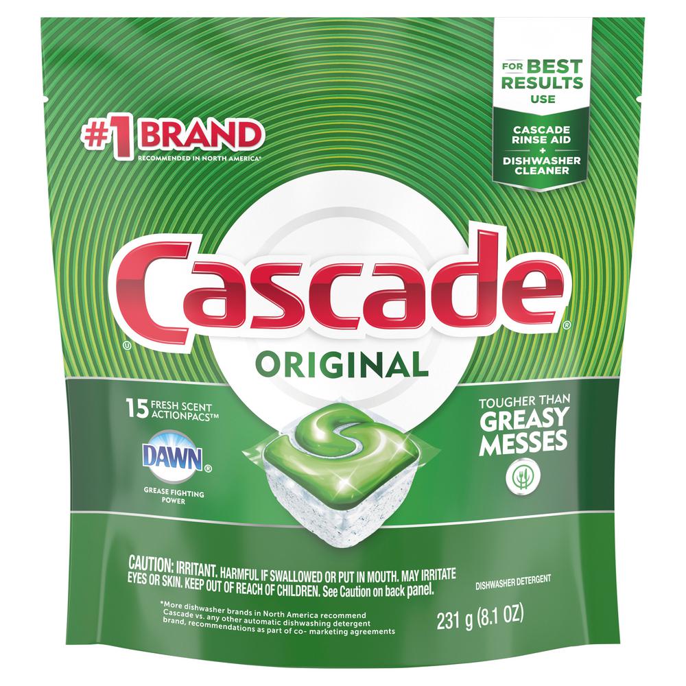 Cascade Dishwasher Detergent, Original, Fresh Scent - 15 pacs, 231 g