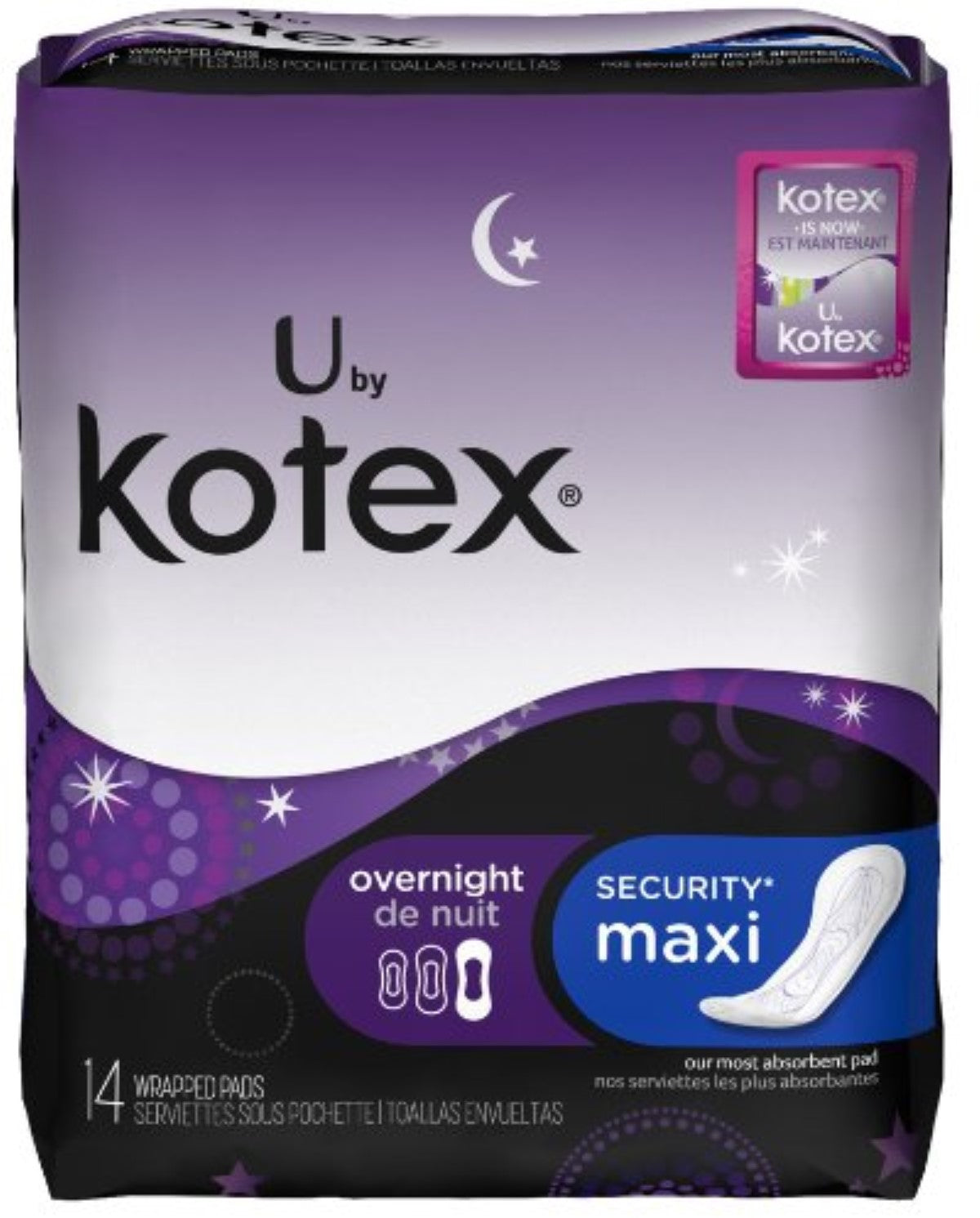 U by Kotex® Security® Unscented Maxi Overnight Pad 14ct - Sona Shop