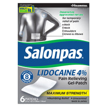 Cargar imagen en el visor de la galería, Salonpas® 4% Lidocaine Gel Patch 6ct.