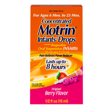 Load image into Gallery viewer, Concentrated Motrin® Infants&#39; Drops Original Berry Flavor Reliever/Fever Reducer 0.5oz.