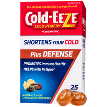 Cargar imagen en el visor de la galería, Cold-EEZE® Cold &amp; Flu Plus Defense Honey Lemon Natural Zinc Lozenges 25ct.